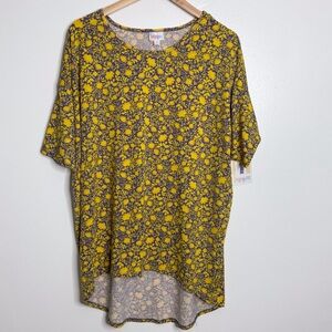 NWT LulaRoe Irma Printed Hi-Low Tunic Yellow‎ & Purple Size Medium